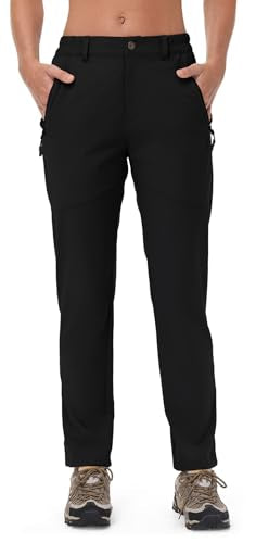 Rdruko Women's Hiking Pants Lightweight Quick Dry Water Resistant Outdoor Travel Fishing Pants with Pockets - color: 02 Black, size: X-Large