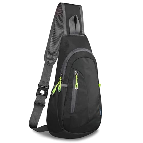 TITECOUGO Small Sling Bag, Lightweight Crossbody Backpack for Men Women, Shoulder Bag for Sports and Outdoor - color: Black