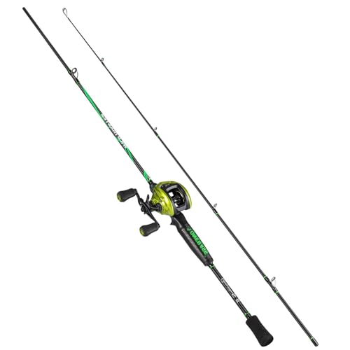 One Bass Fishing Rod Reel Combos, Spinning & Casting Combo, Graphite 2Pc Blanks, Stainless-Steel Guides, Super Polymer Handle - color: Casting Combo-Left Handed, size: 6'0"