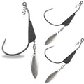 Reaction Tackle Tungsten Bladed Underspin Swimbait Hooks, Weighted Weedless Jig Heads for Bass, Pike, and Musky, Freshwater and Saltwater Fishing (3-Pack) - color: Black, size: 3/8 Oz - 7/0 Hook