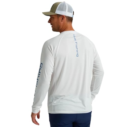 HUK Men's Pursuit Vented Long Sleeve Fishing Shirt (+30 UPF) - color: White, size: Small