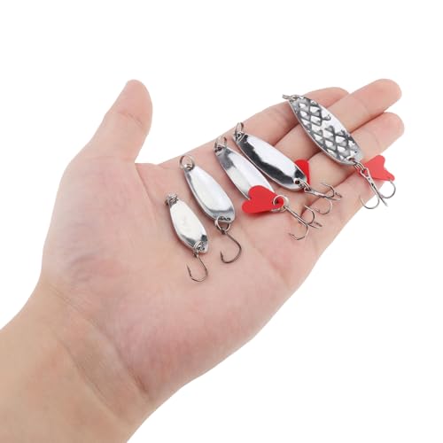 10pcs Metal Spoons Lures Kit with Hook Tackle Box, Hard Fishing Lures, Sequin Baits for Trout, Panfish, Bass