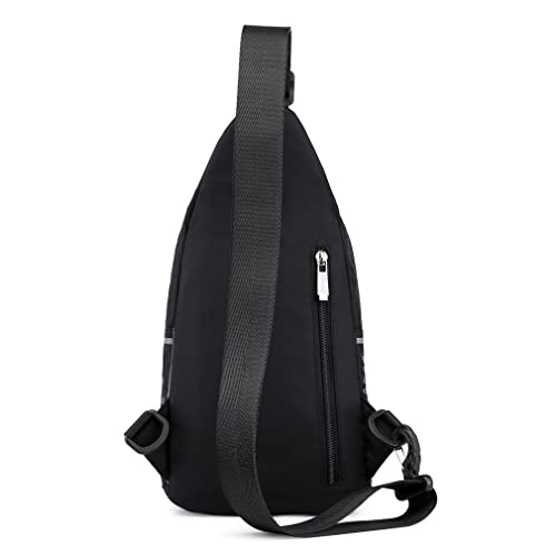Hebetag Leather Sling Bag Crossbody Backpack for Men Women Travel Outdoor Camping - color: #30black(nylon)