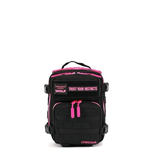 WOLFpak 9L Mini Tactical Backpack for Men & Women | Compact, Small Everyday Carry Bag for Gym, School, Travel | Durable, Water-Resistant Daypack with Molle System and Patch Panel (Black Neon Pink) - color: Black Neon Pink