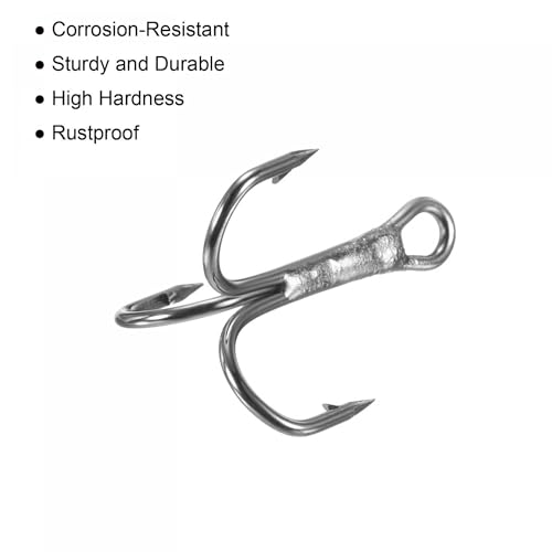 PATIKIL Treble Fish Hooks, Carbon Steel Sharp Round Bend Hook Triple Barbed Hook for Freshwater Saltwater - color: Black, size: 17mm/0.67"