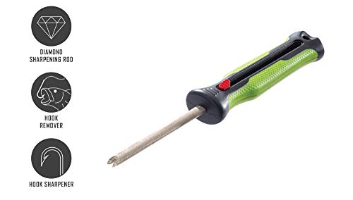 Smith’s Mr. Crappie 51195 Fish Pick and Hook Sharpener – Retractable Sharpening Rod – Diamond Hook Sharpening Groove– Fish Hook Remover – Knife Sharpener – Ergonomic Handle – Fishing Accessory