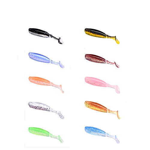 2.16in PVC Artificial Crappie Bass Bait with Paddle Tail 0.08oz.Shad Swimbaits 10-Pack Soft Baits Sea Ocean River Lake Streams Catfish Trout Pike Snapper Walleye - color: 100pcs Multicolor