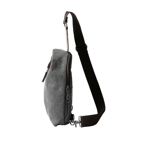 MOYYI Canvas Sling Bag Small Crossbody Bag for Men & Women, 2.5L Mini Casual Daypack Shoulder Bag, 2.5L Capacity (Grey) - color: 8004grey-2.5l