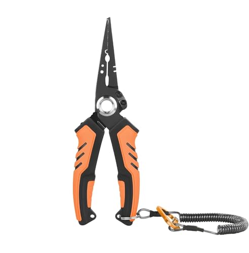 Multi-Functional Stainless Steel Fishing Pliers, Saltwater Fishing Pliers Fishing Tools, Hook Remover & Line Cutter with Non-slip Handle, for Fly Fishing, Ice Fishing, Fishing Gear, Gifts for Men (A) - color: A