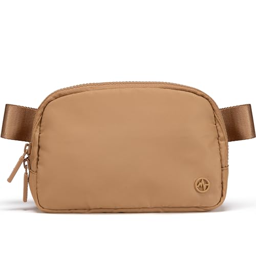 Pander Two Way Zipper Fanny Pack Nylon Everywhere Belt Bag for Women, Water Repellent Waist Packs, Crossbody Bags with Adjustable Strap (Caramel Brown). - color: Caramel Brown