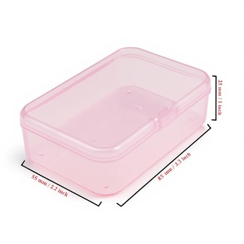 12 Pieces Mini Rectangular Plastic Storage Boxes, Pink, 3.3x2.2x1 inch | 12 Pieces, Empty Organizer Containers, Hinged Lids, For Small Items and Craft Projects - color: Pink, size: 3.3 x 2.2 x 1 in