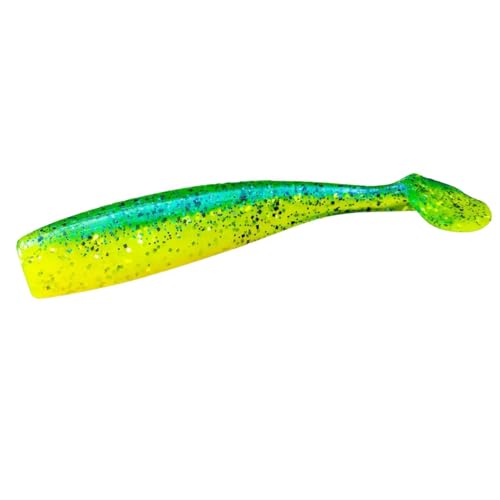 Lunker City Fishing Shaker 6" Swimbait Soft Plastic Bass Lure with Tail Swimming and Wobbling Action Swim Bait, 4 Per Bag, Made in The USA - color: Mahi/Mahi