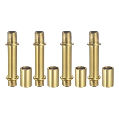 PATIKIL Straight Pipe Lamp Stems Rod Kit, 4 Set M10 Carbon Steel 50mm(1.97") Long Double End Thread Rod with Coupling Nuts Sleeve Connector for Table Lamps Chandeliers,Copper - color: Copper, size: 50mm(1.97")