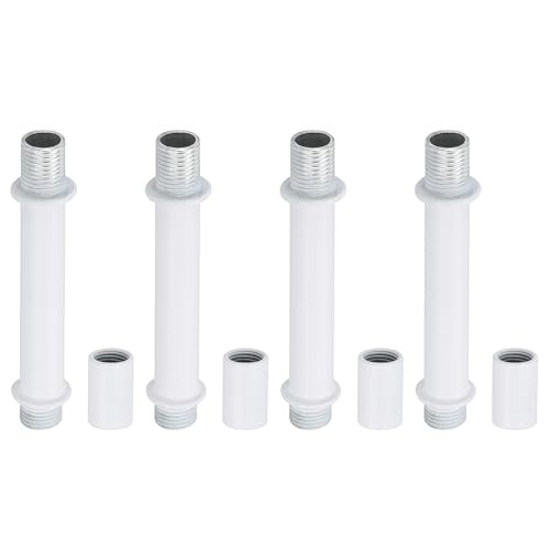 PATIKIL Straight Pipe Lamp Stems Rod Kit, 4Set M10 Carbon Steel 60mm(2.36") Long Double End Thread Rod with Coupling Nuts Sleeve Connector for Table Lamps Chandeliers, White - color: White, size: 60mm(2.36")