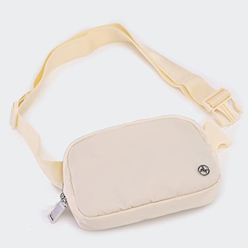 Pander Unisex Belt Bag Fanny Pack for Women with Adjustable Strap, Small Waist Pouch for Workout Running Traveling Hiking - color: Natural