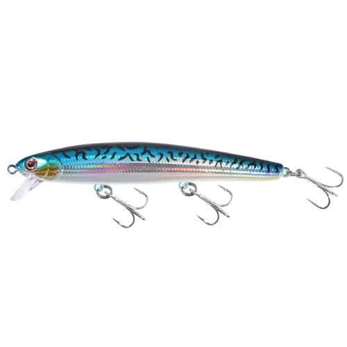 LITTMA California Surf Fishing Lures Saltwater Jerkbait Crankbait Surf Minnow 110/125 - Metallic Sardine Super Glow & Pearl Pink Belly Glow Lures for Halibut & Striper Fishing - color: Blue Mackerel (Glow Belly), size: 110mm - 5/8oz