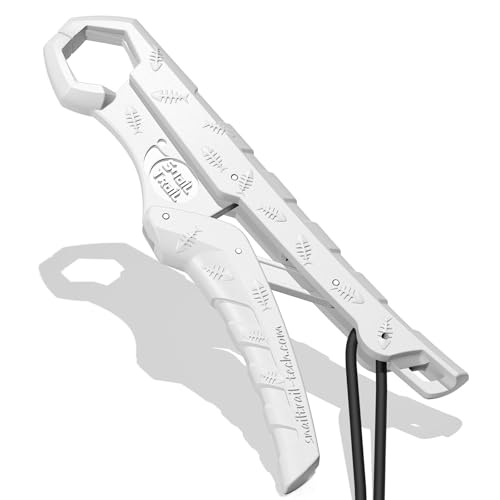 SNAIL TRAIL 7.5''/9'' Floating Fish Gripper, Fishing Grabber, Catfish Mouth Pliers, Caught Bass Holder, Digital Scale Hook Clamp, Saltwater Lip Grip Tool with Lanyard, Gifts for Men, White - color: White, size: 7.5"