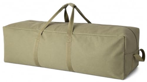 DoYiKe Extra Large Canvas Travel Duffle Bag Heavy Duty, Sports Duffel Military Camping Tent Storage 150L Army Green Top opening - color: Army Green Top-opening, size: 150L