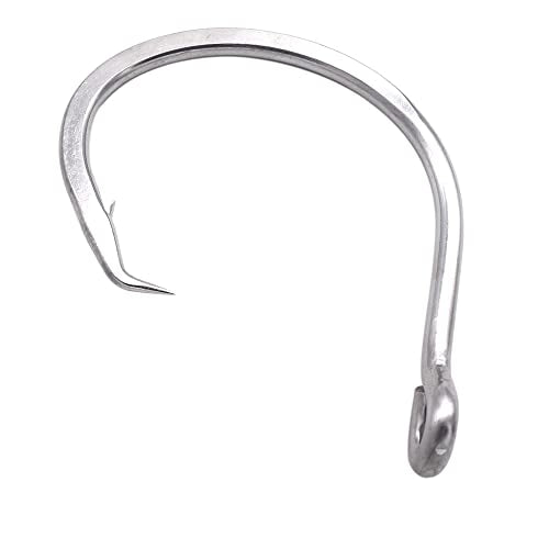 Extra Strong Big Game Silver Forged Staight Circle Hooks,Saltwater Stainless Steel Large Giant Fishing Hooks Size 6/0-28/0 - size: Size 26/0-Pack of 2