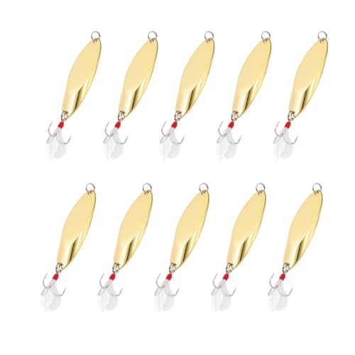 PATIKIL Fishing Spoons, Fishing Lures Casting Spoon Treble Hooks Jigs Hard Metal Spinner Baits for Freshwater Saltwater Salmon - color: Gold Tone, size: 9/10 oz