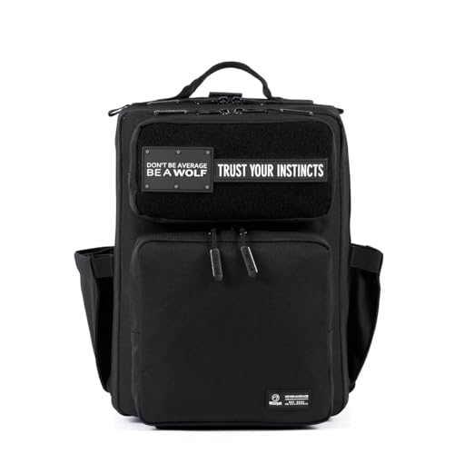 WOLFpak 15L Slim Tactical Gym Backpack - Durable 1000D Waterproof Oxford Material | Minimalist Daypack w/Laptop Pocket & Dual Cup Holders | Great for Travel & Everday Carry | (Alpha Black) - color: Alpha Black
