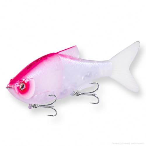 LITTMA Shiner Glide Slow Sinking Glide Baits, Subtle S-Curve Action Jointed Swimbait - Midwest, South Lakes, Rivers, Freshwater Lure for Bass, Trout, Pike - color: Clear Pink Pearl