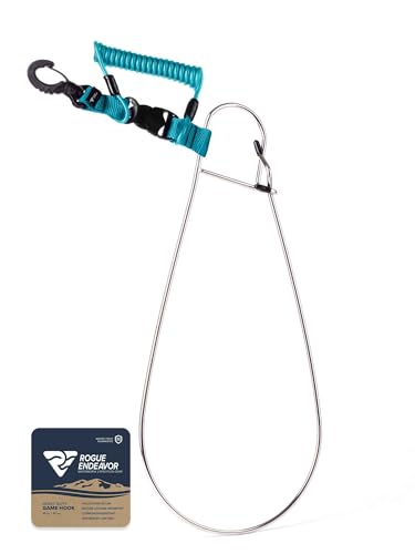 Rogue Endeavor® Fish Stringer Clip, Large, Stainless Construction, Quick Release 36” Steel Core Lanyard, Designed for Spearfishing, Kayak Fishing & Scuba Diving and All Fish Types - color: Teal- Ultra Duty