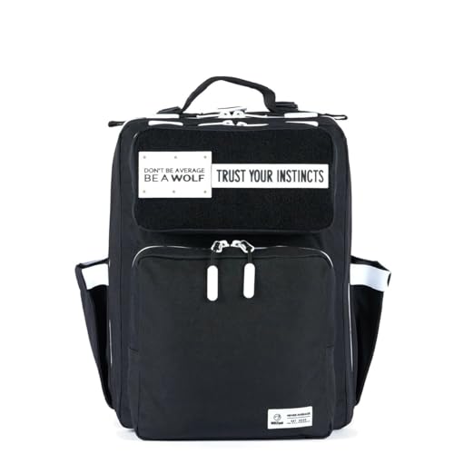 WOLFpak 15L Slim Tactical Gym Backpack - Durable 1000D Waterproof Oxford Material | Minimalist Daypack w/Laptop Pocket & Dual Cup Holders | Great for Travel & EDC | (Alpha Black White Accents) - color: Black With White Accents