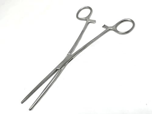 2 Pc 8" Locking Straight & Curved Stainless Steel Hemostat Forceps Set Ideal for EMT, Firefighter, Dental, Hobby, Fishing, Electronics, Pruning, Taxidermy + More