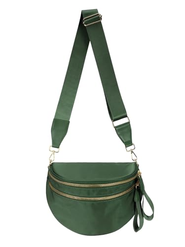 Pure Colour Crossbody Bag Bum Bag for Women,Spacious Purse Fanny Packs Belt Bag,Oversized Bum Bag (Colour Bum Bag-Bean Green) - color: Colour Bum Bag-Bean Green