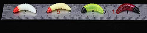 50pcs-1Inch Bass Fishing Worms Lures,Silicone Soft Maggot Baits Bread Worm Fishing Lure,5 Color - color: Beige