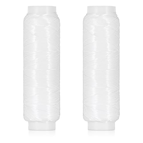 TIESOME 2PCS Fishing Bait Elastic Thread, 0.2mm 820 FT Per Spool Invisible Magic Fishing Line Fishing Bait String No Knots Required Bait Keeper Stretchy Clear String for Salmon Sturgeon Catfish