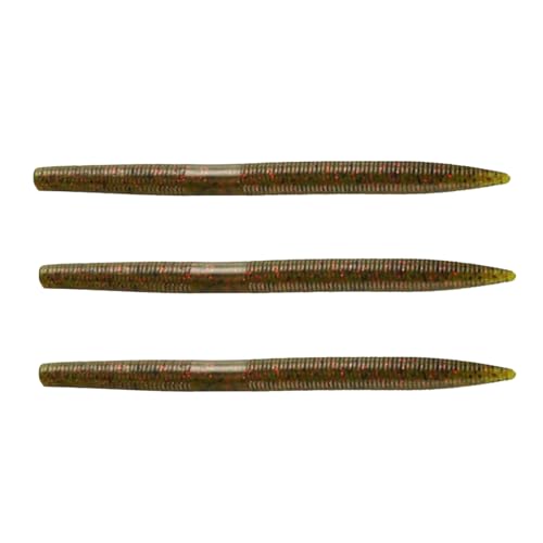 Moose Baits 5" Stickbaits | Worms for Bass Fishing - Premium Stick Bait, Wacky Worms/Soft Plastic Largemouth Bass Rubber Worms, 10 Count Fishing Worms Perfect for Bass Fishing Kit - color: Watermelon Red Flake