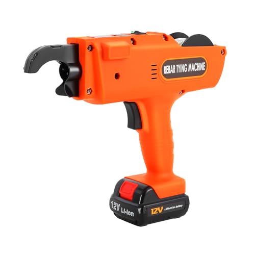 Automatic Rebar Tie Gun, Rebar Tying Machine Rechargeable Handheld Steel Bar Rod Tying Binding Tool w/Charger Plier, Automatic Knot Release & Tier Steel for 0.31"-1.34" Tying Range (Orange) - color: Orange