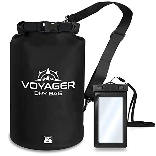 EcoGear FX Heavy Duty Waterproof Dry Bag Voyager Series – Durable Roll Top Compression Bag –Kayaking, Rafting, Boating, Hiking, Fishing and Camping - color: Black, size: 30L