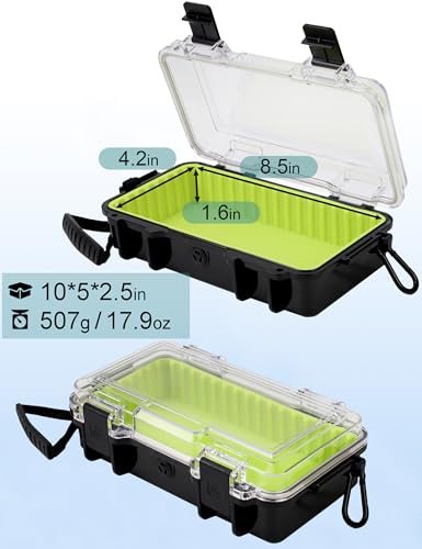 Avlcoaky Waterproof Box Dry Box Waterproof Containers, Protective Case 10" L x 5" W x 2.5" H Watertight Storage Box Kayaking Boat Waterproof Boxes
