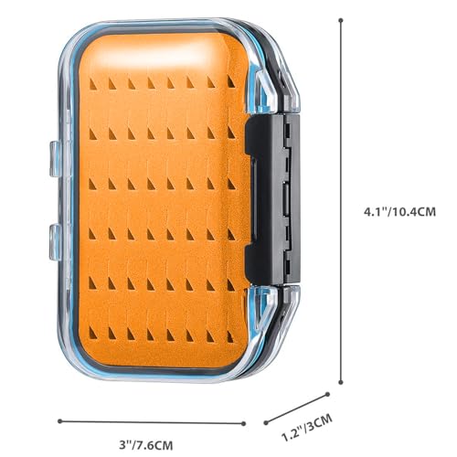Gonex Fly Boxes for Fly Fishing Jig Boxes Two-Sided Waterproof Lightweight Fly Fishing Box Easy Grip Transparent Lid Fly Fishing Lures Box, 4.1"x 3.0"x 1.2", Orange - color: Orange, Black, Transparent, size: Size A (4.1"x 3.0"x 1.2")