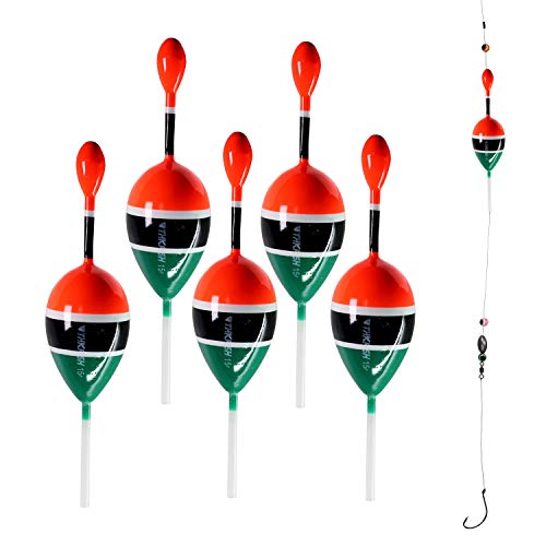 THKFISH Fishing Floats Bobbers Slide Floats Balsa Fishing Bobber Slip Bobbers for Crappie Panfish Trout Bass (1/2oz 2"x5.28") (1/6 1.6"x4.8") 5Pcs - color: Green and Red, size: 1/6 oz 1.6"x4.8" - 5Pcs