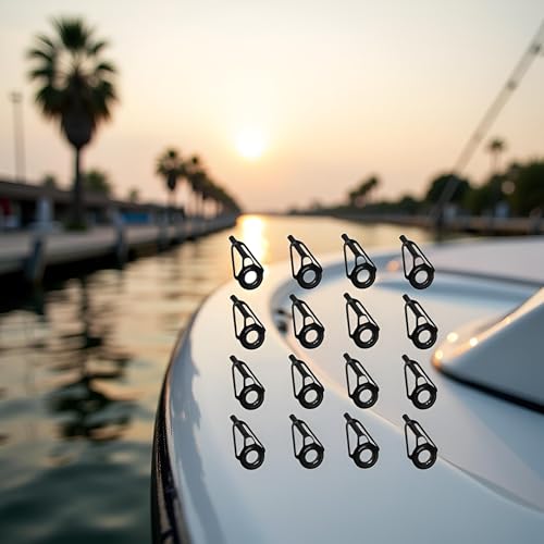 16Pcs Black Fishings Rod Tip Ceramic Guide Rings Replacement Rod Tip Guide Fishings Rod Eyelets Repair Part Easy Installation, Reel Care Accessories