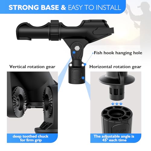 2 Pack Kayak Fishing Rod Holders - Large Size, Adjustable, Durable, Secure Track Mount for Kayak Canoe Anglers, Kayak Accessories