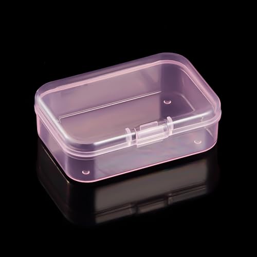 Goodma Mini Rectangular Plastic Storage Boxes, Pink, 2.6x1.8x0.8in | 30 Pieces, Hinged Lids, Empty Organizer Containers, For Small Items and Craft Projects - color: Pink, size: 65 x 45 x 20 mm