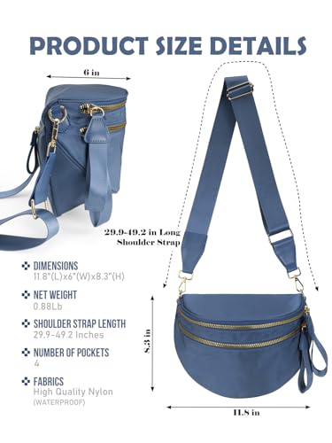 Pure Colour Crossbody Bag Bum Bag for Women,Spacious Purse Fanny Packs Belt Bag,Oversized Bum Bag (Colour Bum Bag-Monet Blue) - color: Colour Bum Bag-Monet Blue