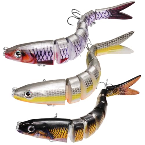 Fishing Lures for Bass Trout Topwater Multi Jointed Swimbaits Slow Sinking Bionic Swimming Lures Bass Freshwater Saltwater Bass Lifelike Fishing Lures Kit - color: Combo R