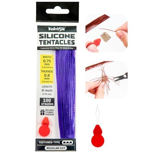 Silicone Skirt Tabs & Tentacle Strands Set for Dice Lure Builds, Japanese-Style Rubber Legs DIY Kit for Soft Baits, with Threader Tool, Fishing Lure Material for Jig Skirts - color: 05 - June Bug, size: Textured Type