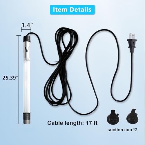100W Aquarium UV Light for 1000-10000 Gallon, UV Pond Water Clarifier for Koi Pond, Swimming Pool, Spa, Large Fish Tank, Cold Plunge UV Light for Pond Algae Control - size: 100W/For 10000 Gallon