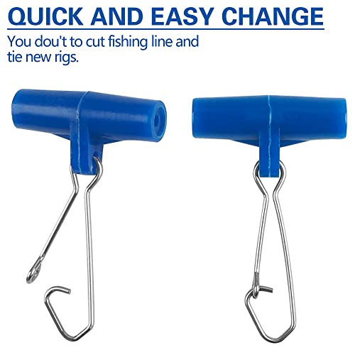 Sinker Slides for Fishing,Fishing Line Sinker Slides with Duo Lock Sinkers Weight Silder Sleeve Swivel Duo Lock Snaps for Saltwater Surf Bottom Fishing Fish Fider Rig Catfish Rig - color: Blue Hook Snap, size: 35 Pack