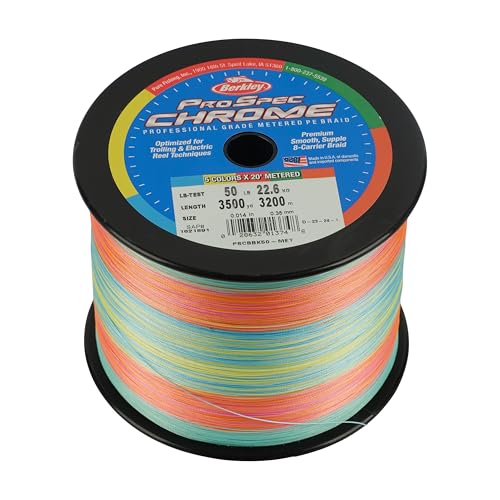 Berkley ProSpec Chrome Braid Fishing Line, Suitable for Saltwater Environments - color: 5-Color Metered, size: 50lb - 3500yd