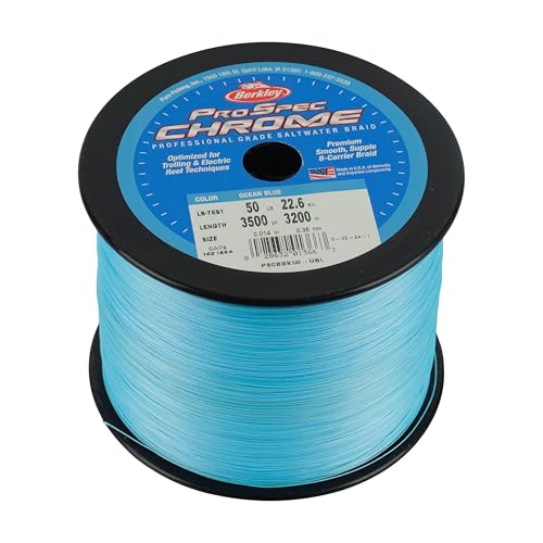 Berkley ProSpec Chrome Braid Fishing Line, Suitable for Saltwater Environments - color: Ocean Blue, size: 20lb - 3500yd