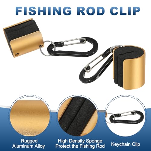 Fishing Rod Clips, Wearable Rod Holders with Keychain Portable Hand-Free - color: Gold