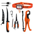 RAWILL Fishing Kit, 4 Mode LED Headlamp Rechargeable, Filleting Knife, Fishing Pliers with Lanyards, Gripper, As A Gift For Angler